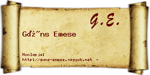 Güns Emese névjegykártya